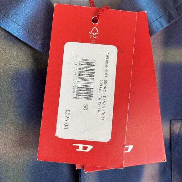 NWT Diesel S-Daraa Shirt 439 Electric/Blue Men’s Size 50 Plaid Button Up $225 - Picture 9 of 15